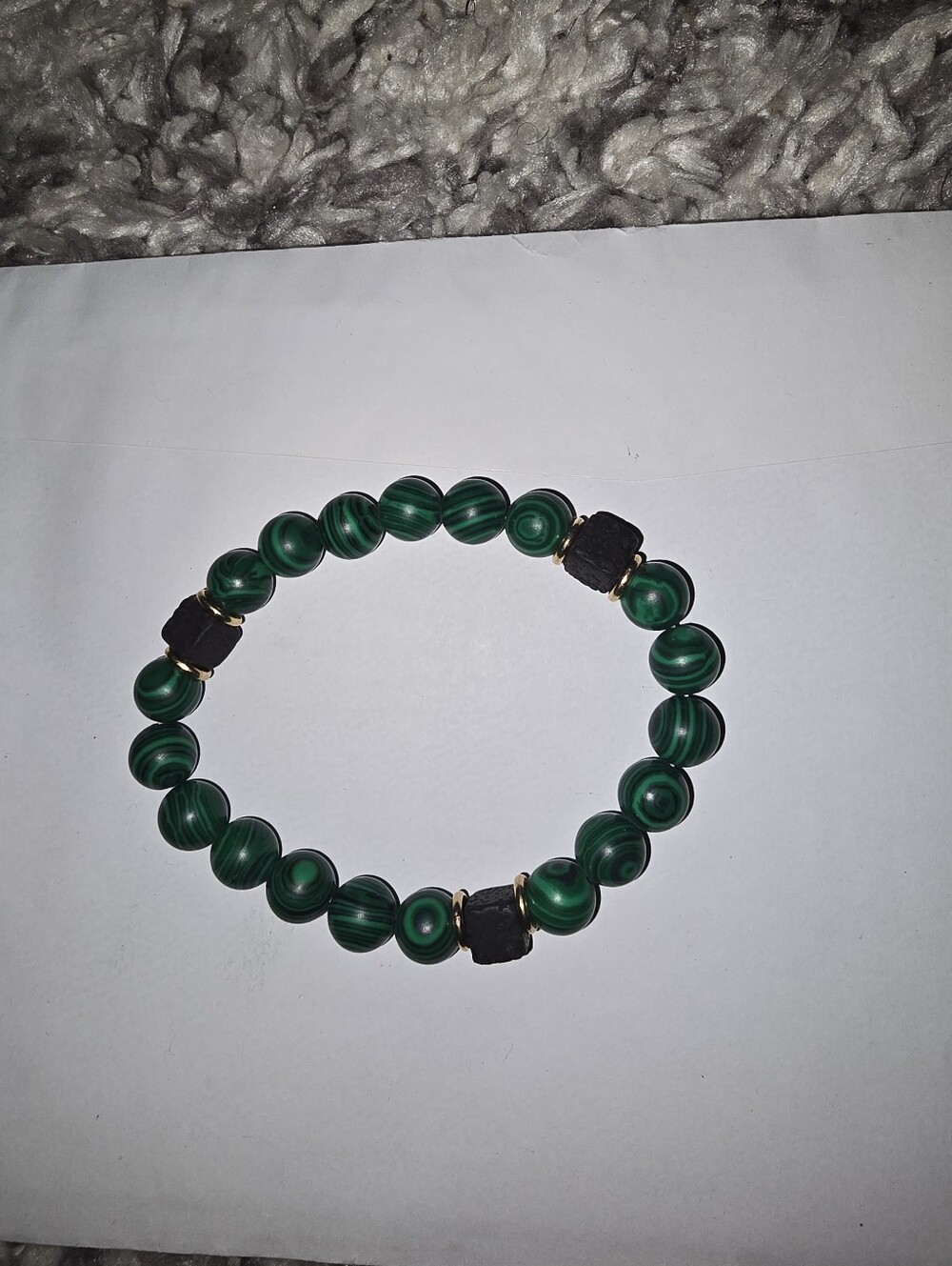 Men’s Green Beaded Bracelet Stretch Stone Bracelet